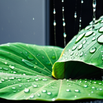 **Prompt:** A close-up, highly detailed shot of a vibrant green lotus leaf, with perfect, spherical water droplets glistening on its surface, demonstrating the "lotus effect." Next to it, a modern, sleek car or building facade with the same water-repellent effect, illustrating self-cleaning technology. The image should convey cleanliness and natural efficiency through biomimicry, with a soft, natural light.