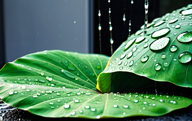 **Prompt:** A close-up, highly detailed shot of a vibrant green lotus leaf, with perfect, spherical water droplets glistening on its surface, demonstrating the "lotus effect." Next to it, a modern, sleek car or building facade with the same water-repellent effect, illustrating self-cleaning technology. The image should convey cleanliness and natural efficiency through biomimicry, with a soft, natural light.