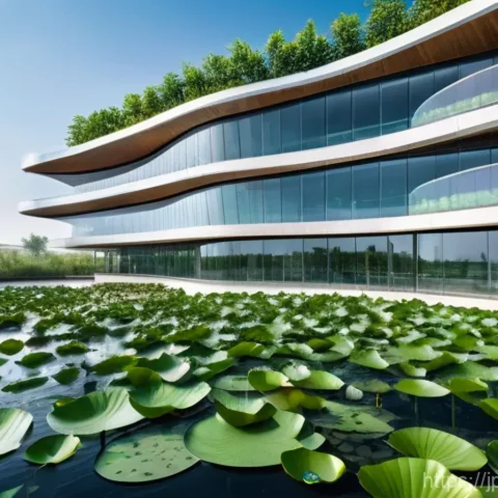 생체모방 기술의 진화  과거와 현재 - **Prompt: A futuristic, sleek architectural building with a self-cleaning facade, inspired by the lo...